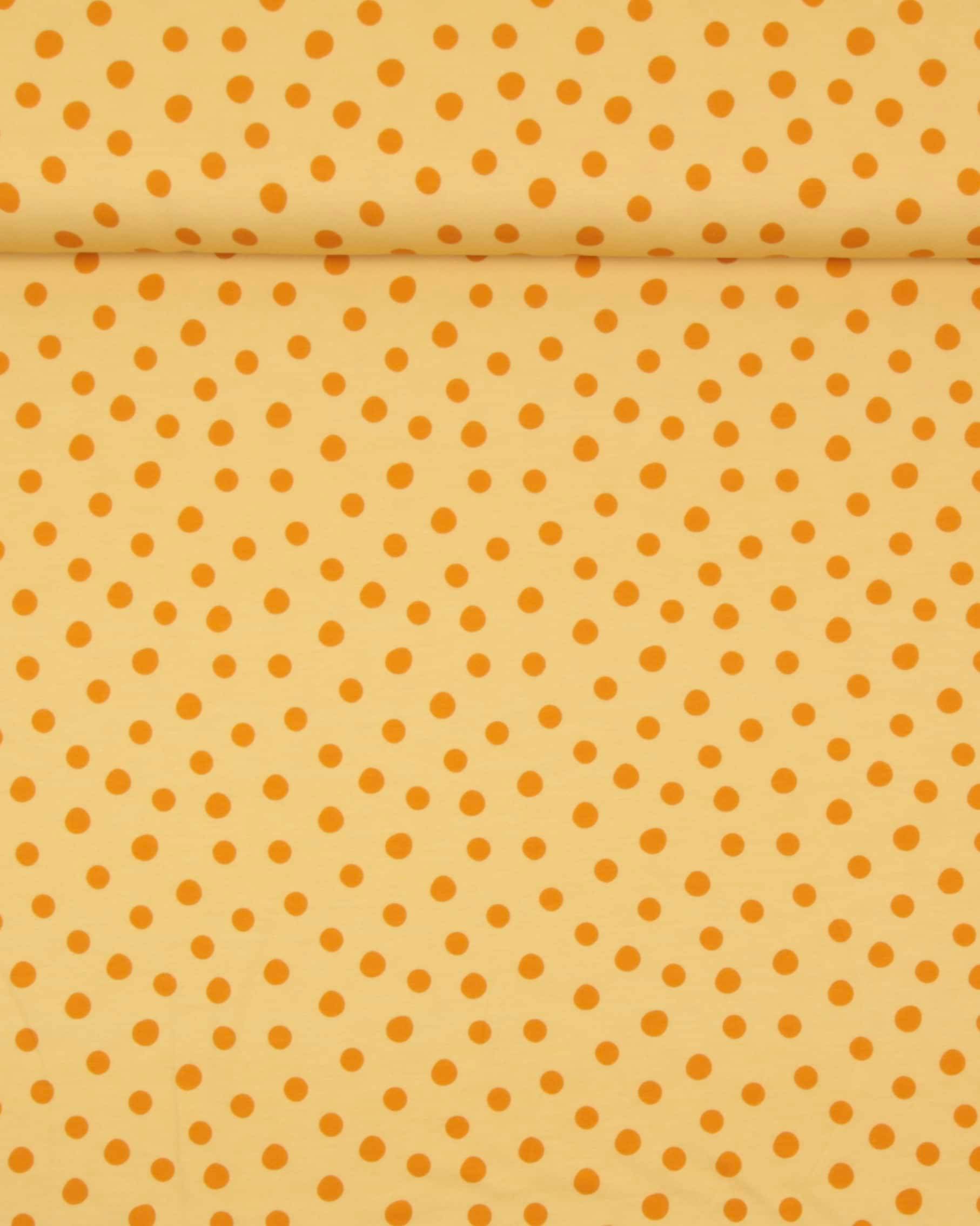 Gul med karry prik - Jersey - 95% Bomuld, 5% Elastan