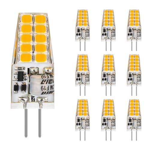 GOHDLAMP G4 LED Warmweiß 12V 2700K, Bi-Pin Sockel 2W 350lm T3 LED Glühbirne Equivalent 30W G4 Halogen,Kein Flimmern, Kronleuchterbeleuchtung Landschaftsbeleuchtung Mikrowellenbeleuchtung 10er