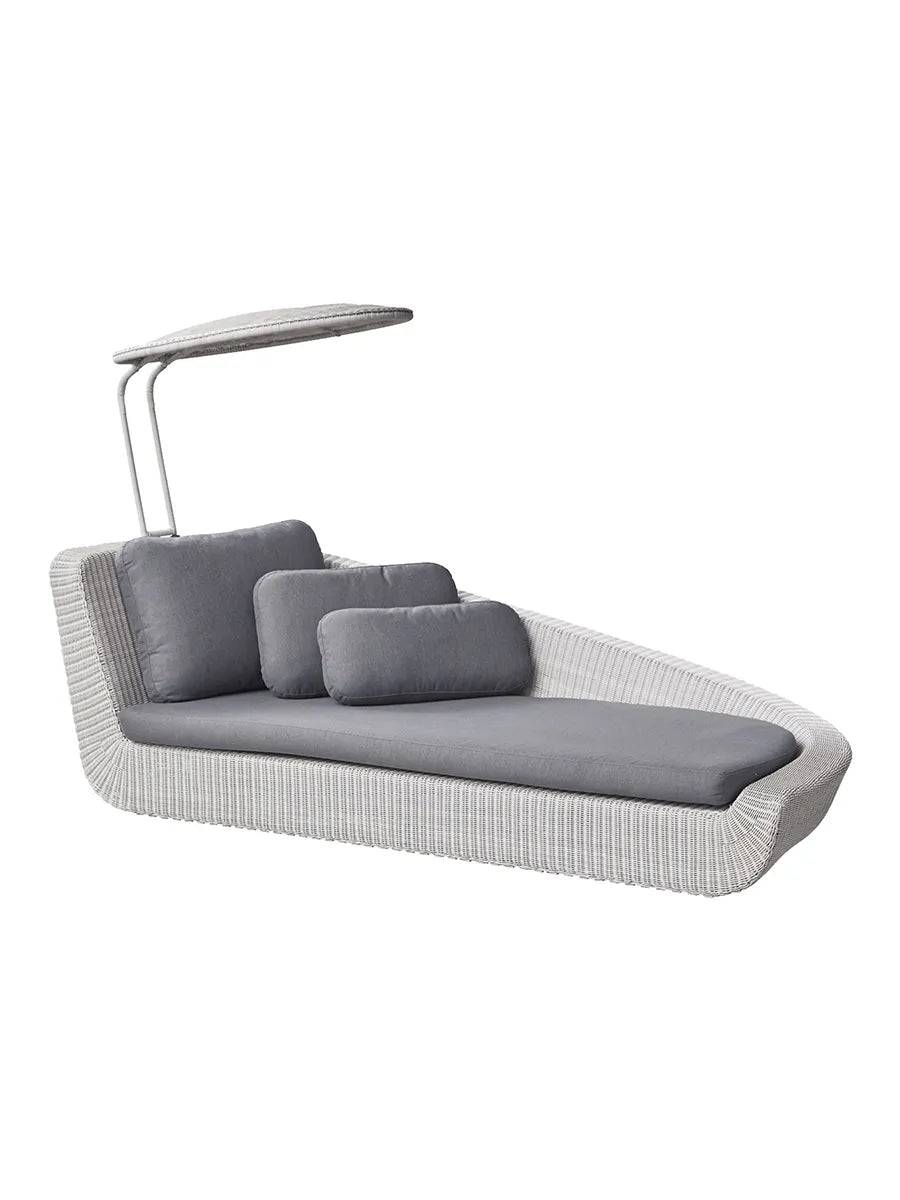 Savannah Daybed, venstre i hvid/grå fra Cane-line Grå, Cane-line Natte hynde - Jacobsen Plus