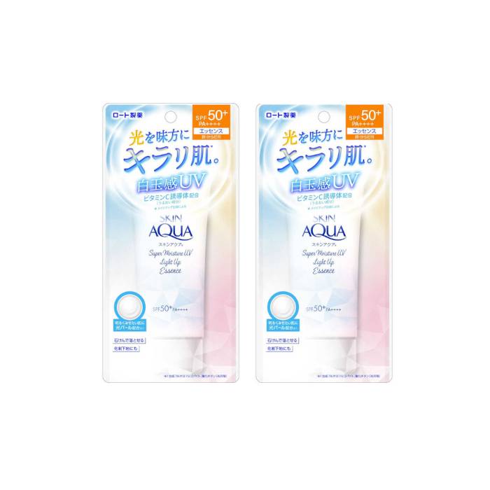Rohto Mentholatum Skin Aqua Super Moisture UV Light Up Essence SPF50+ PA++++ 70g (2ea) Set - black