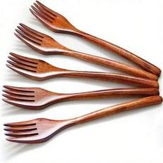 1 st trägaffel, matbestick, dessert, sallad, heminredningspresenter, lämplig för hushållsbruk - Redwood (1 st)
