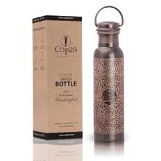 Cop29 Handgjord graverad premiumdesign ren koppar tulpan antik vattenflaska med handtag: Gemensam fri & läckagesäker – 900 ml/30 oz