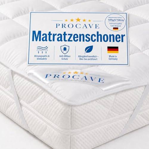 PROCAVE® Matratzenschoner 140x200 cm Topper | Matratzenauflage mit 4 Eckgummis | Atmungsaktive Matratzentopper & Matratzenauflage | Anti Milben Matratzenbezug | Mattress Topper Made in Germany