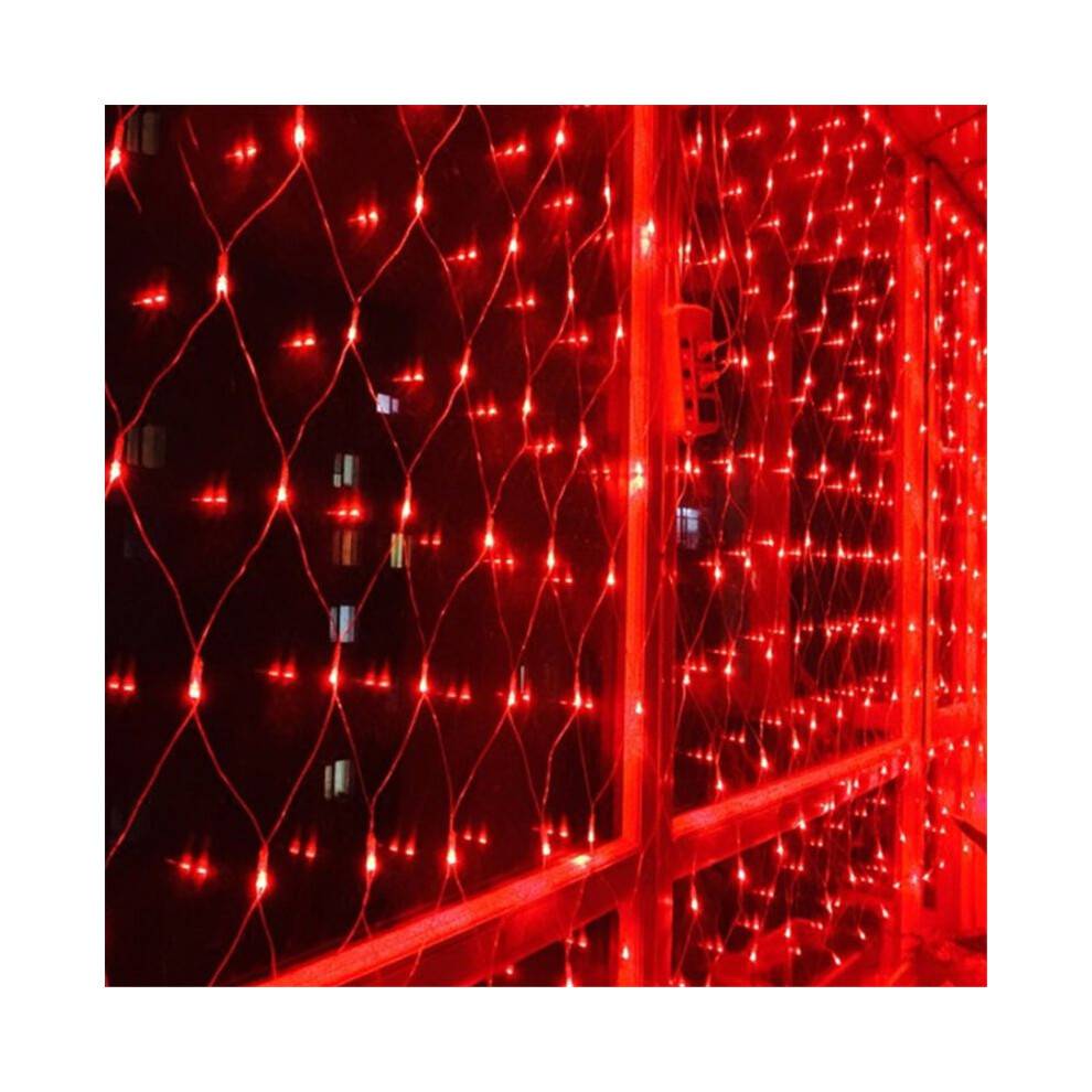 (Red,EU-1.5x1.5m-96LEDs)Net Mesh Christmas Fairy String Lights Xmas Party Outdoor 3m2m 200led Us Eu