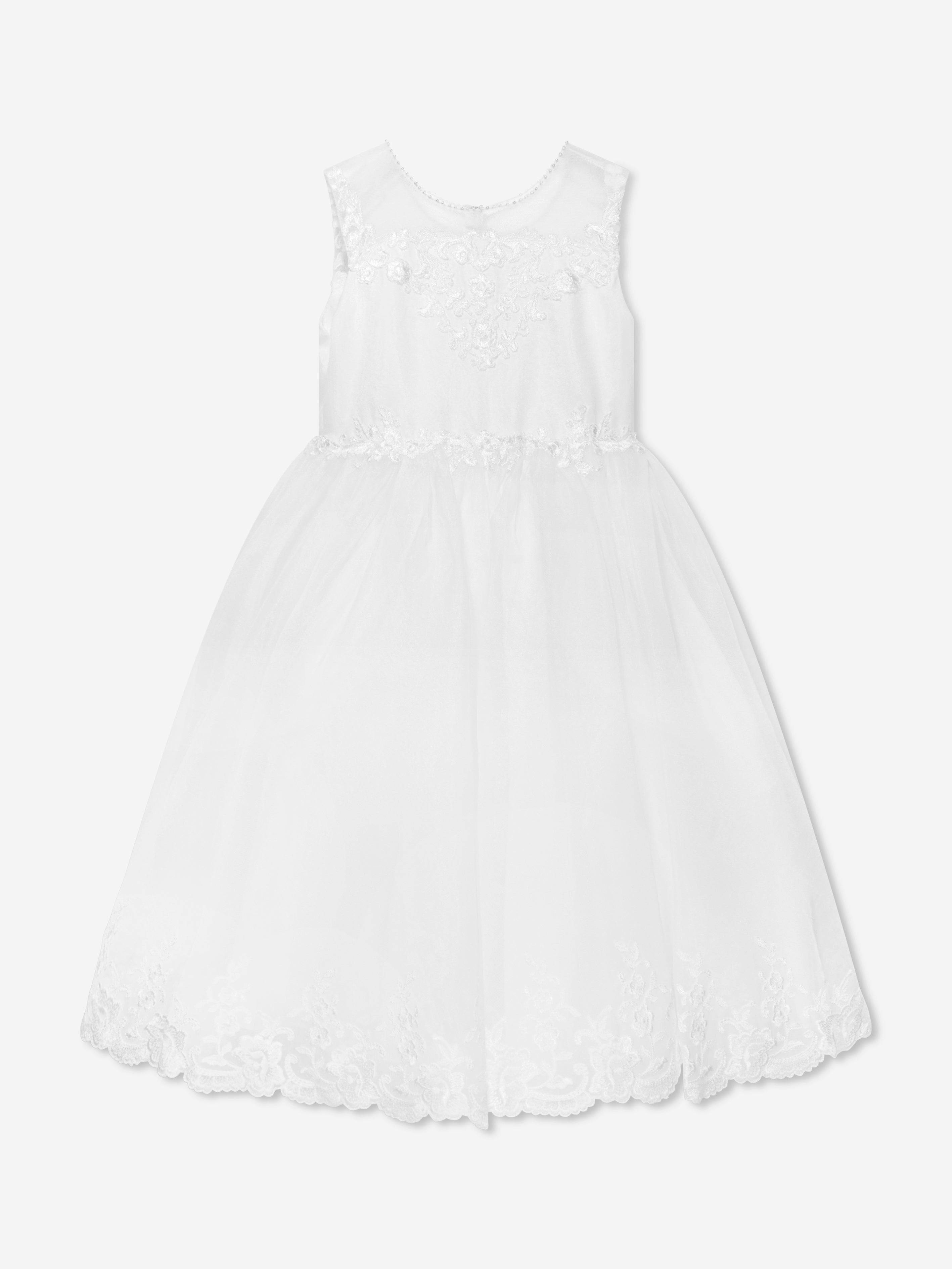 Sarah Louise Girls Ceremonial Ballerina Length Dress in Ivory - Ivory / 2 Yrs (2 Yrs)