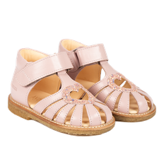 Angulus hjerte sandal med velcro - Pale Rose/Rose Glitter