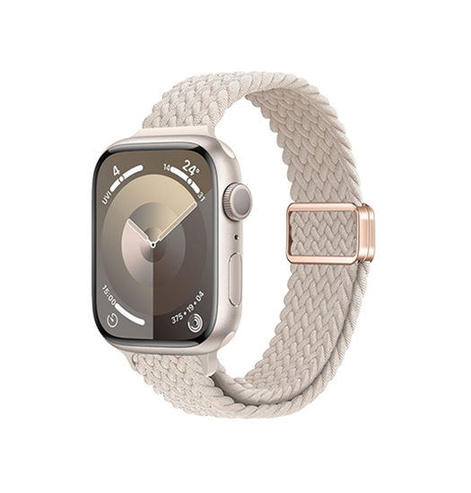 Apple Watch (38/40/SE/41/42mm) - Thin Woven Magnetisk Flettet Rem - Starlight