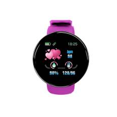 1,3 tommer farveskærm Touch Smart Watch IP65 Skridttæller Mode Fitness Puls Søvnmåler Mænd Kvinder Smart Armbånd D18 (lilla)