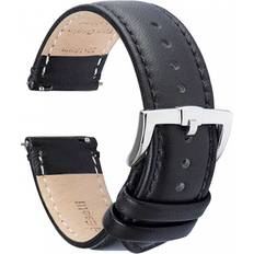Klockarmband Svart PU-Läder 18/20/22mm - Stålspänne