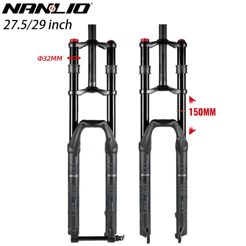 27.5/29 Inch Dual Crown Air Suspension Fork 150mm Travel, E-bike MTB Front Fork, Quick Release & 100x15mm Thru Axle Compatible