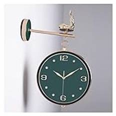 Väggklocka Hängande Dubbelsidig klocka, Minimalism Metallklocka Mute Movement Clock,Hängande 3D roterande konsolklockor, Väggmonterad dekorativ hemkonstdekor