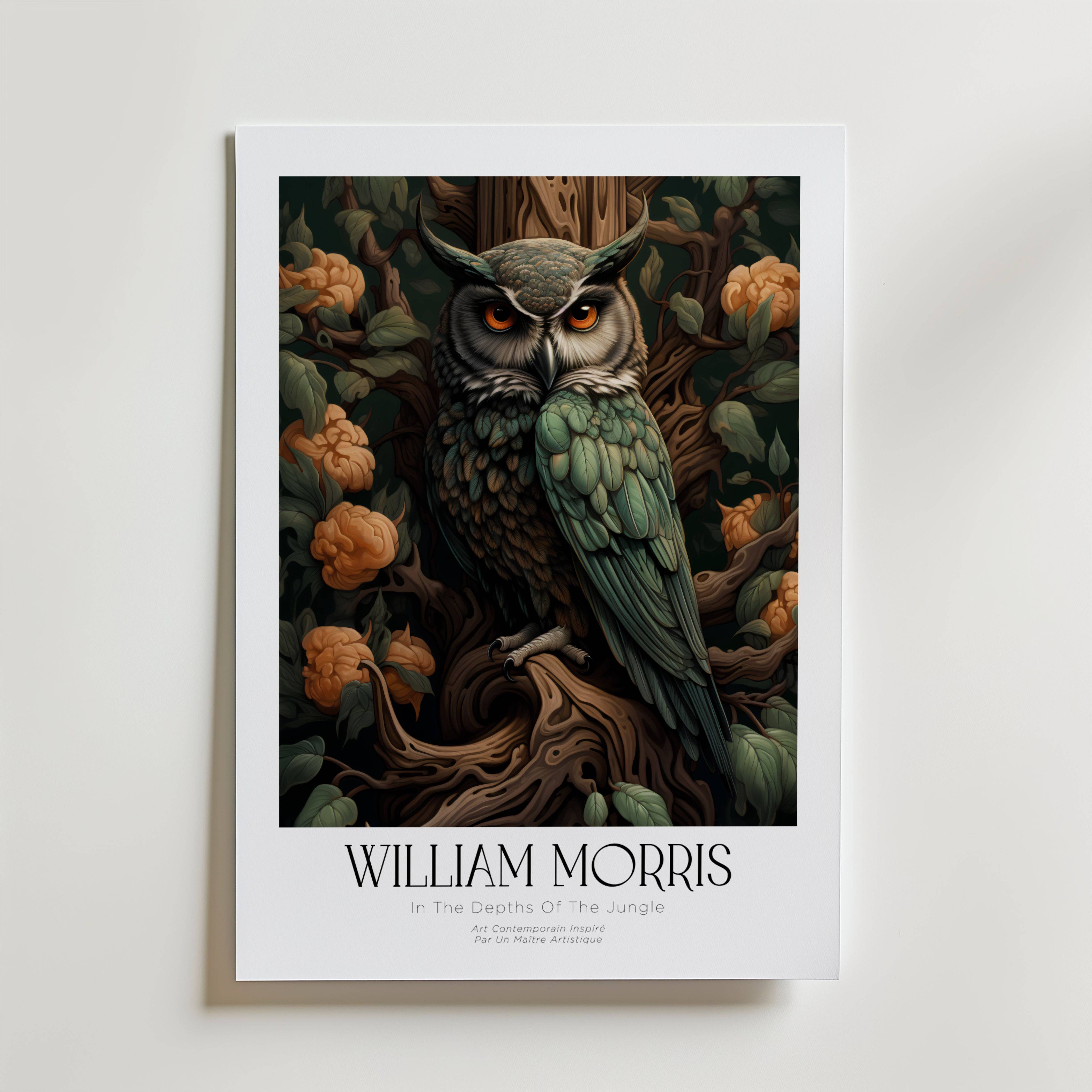William Morris Forest Owl Poster - Premium Canvas 21x30 cm