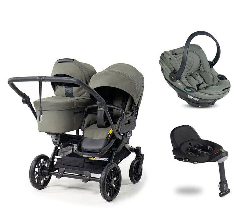Emmaljunga Double Sento syskonvagn 2027 + BeSafe Go Beyond 2 babyskydd + bas