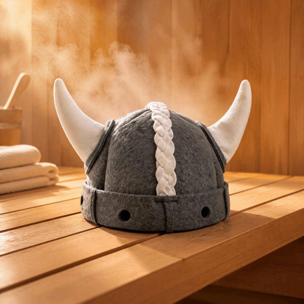 Cool Rolig Vikinghorn Bastuhatt Nordisk Värmetålig Halloween Cosplay Hornhjälm Mjuk Huvudbonad TjurnackeHuvudbonad Unisex gray