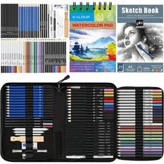 28/51/72-delars målnings- och skissset - Professionellt konstnärsmaterial, - Innehåller akvarell, grafit, färger, metallic, pasteller, kolpennor - Multifärgad