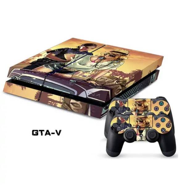 PS4 skin til konsol og to controllere. GTA 5.