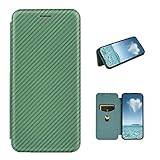 COQUE Fairphone 5 fodral, läderplånboksfodral med kortplats, kolfiber läder TPU-fodral för Fairphone 5-grön