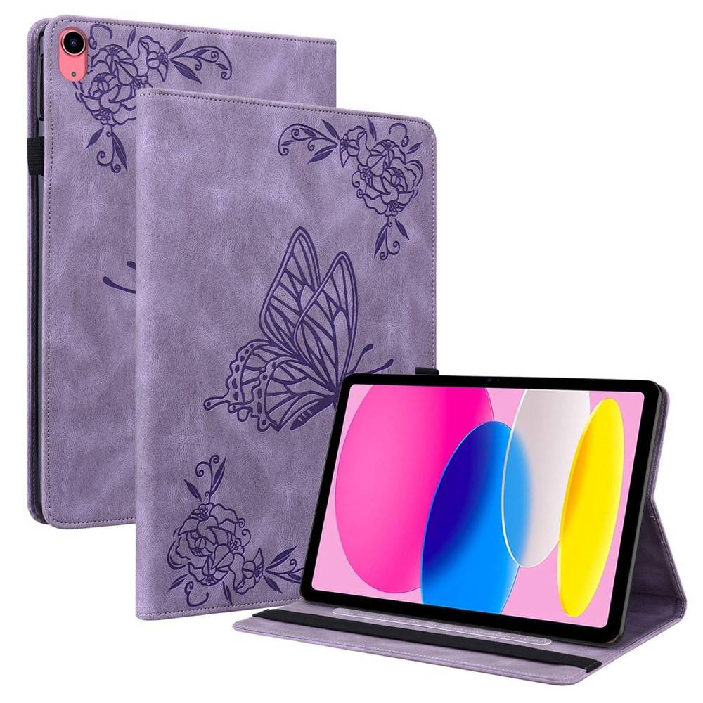 Læderetui Sommerfugle Apple iPad 11 11th Gen (2025) Lilla