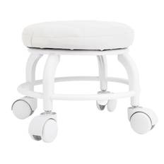 Low Roller Seat PU Leather Low Stool Mute Wheel Swivel Low Height Round Roller Chair for Home vit
