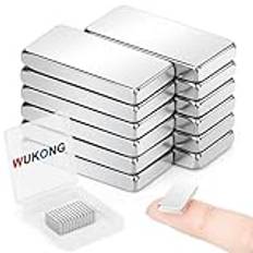 Wukong 20 x 10 x 3 mm, svart, neodymmagneter, extra starka rektangulära, 12 stycken stavmagneter, rektangulära magneter för whiteboards, kylskåp, hantverk, magnettavla och gör-det-själv