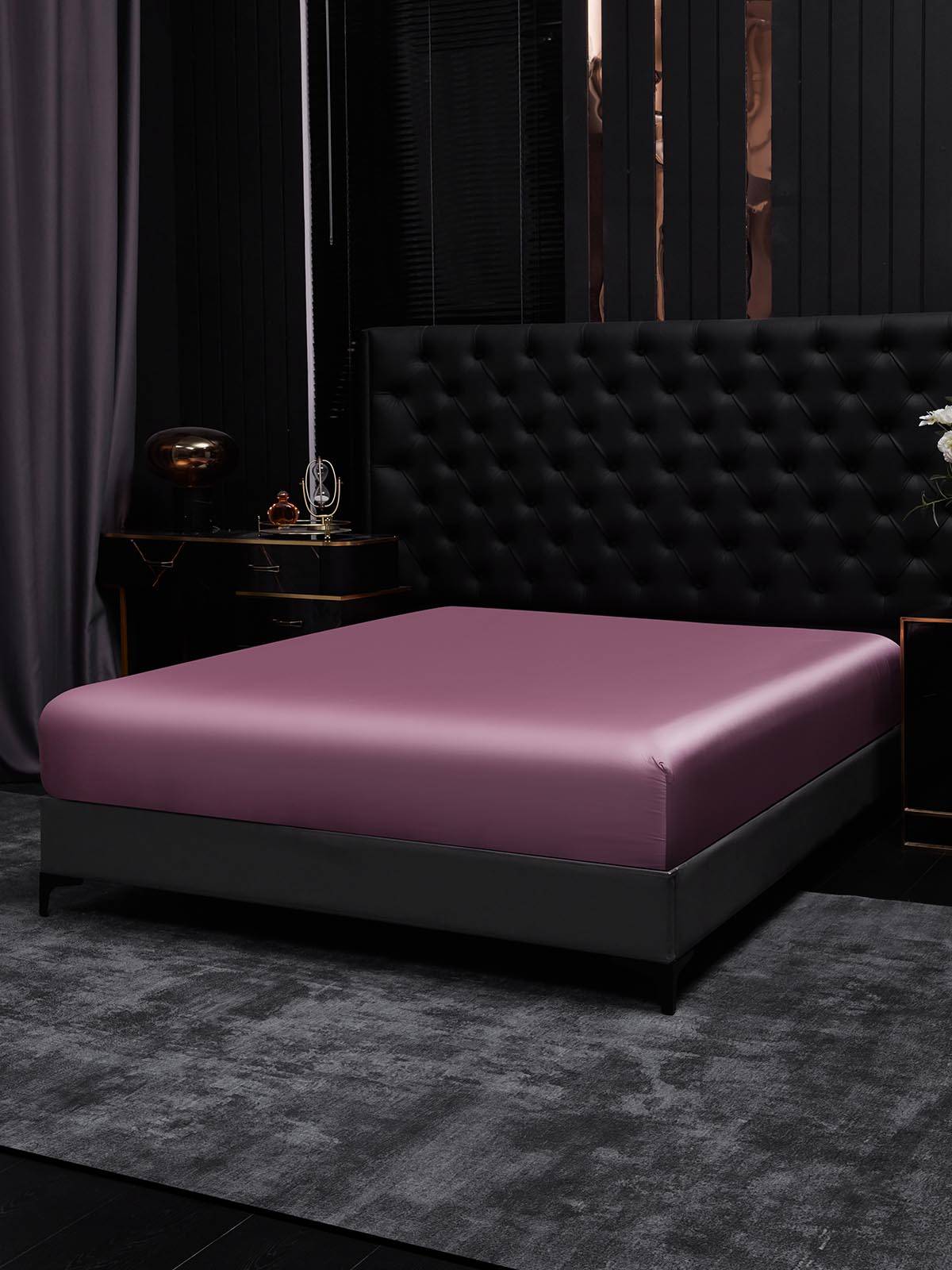 25Momme Mullbärssilke sömlöst Dra-på-Lakan - Blek Mauve / 1,6m Säng(160x200+45cm)