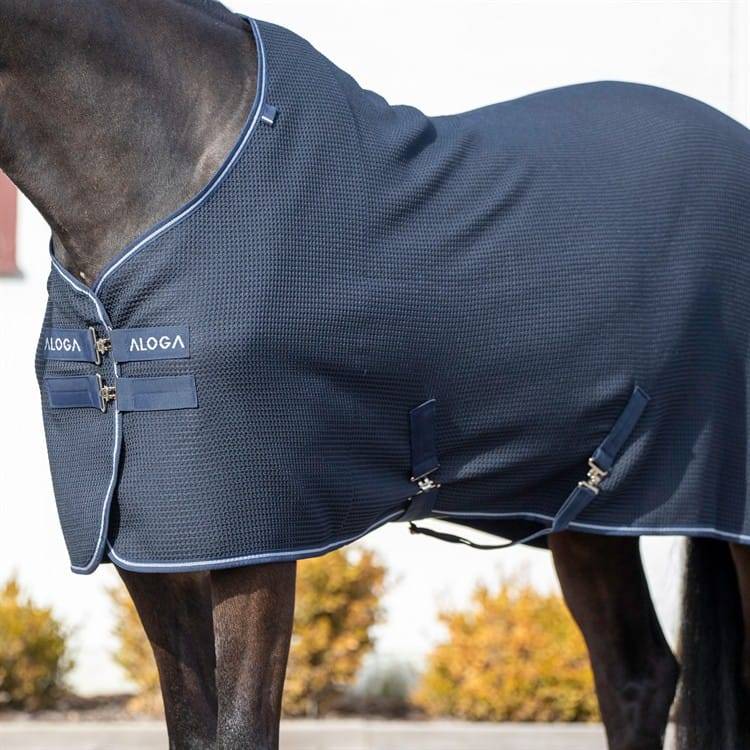 Aloga Equestrian - Waffle Coolertäcke - 130 cm , Marin/Silver