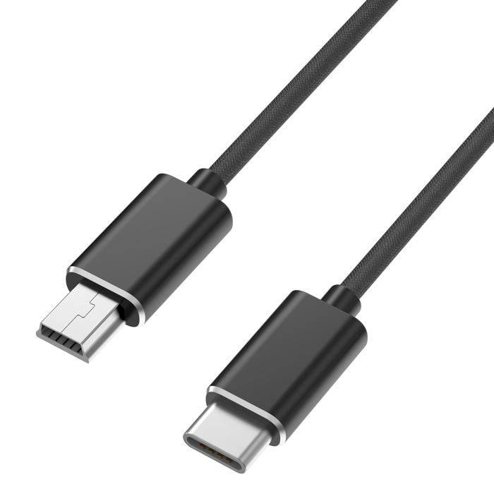 Kabel för Nikon - Phonillico - MINI USB/USB-C - 1 Meter - Svart - Kompatibel D610/D700/D750/Df svart
