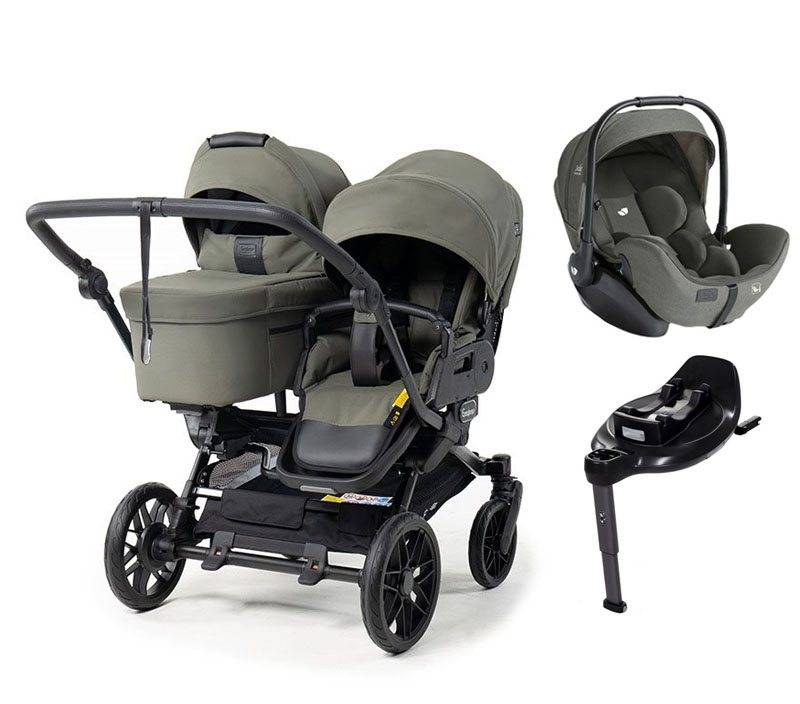 Emmaljunga Double Sento syskonvagn 2027 + Joie i-Level Pro babyskydd + isofixbas