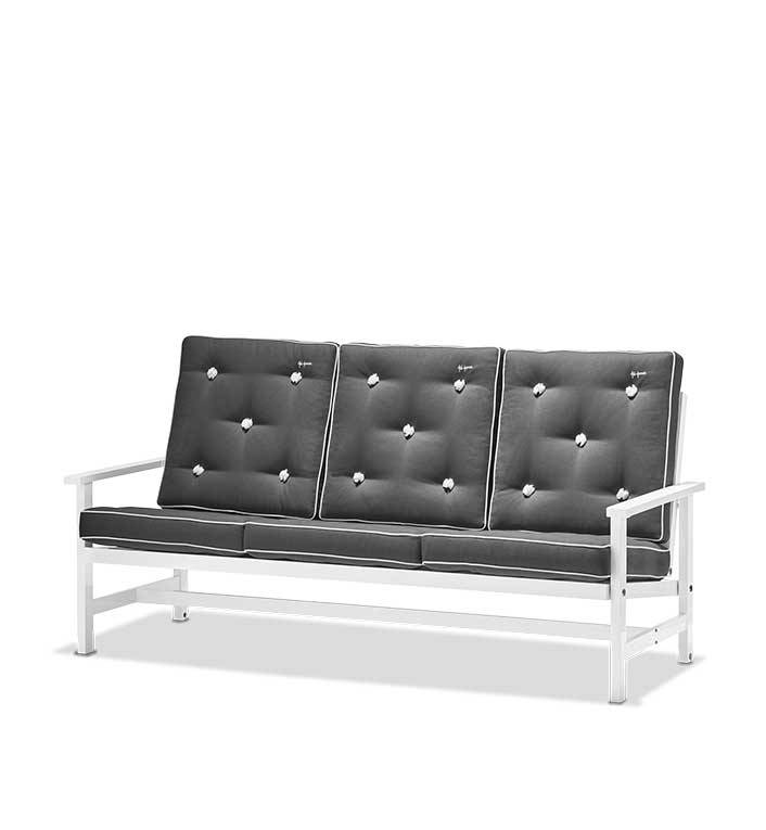 Havesofa 2009 3-pers. m. hynder - Hvid alu/Grå.