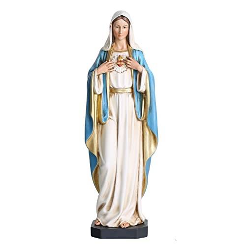 BC Katolsk Immaculate Heart of Mary staty, välsignad jungfru Maria moder figur för altare, handmålad religiös gåva till mamma, 25,4 cm H, handgjord av Buildclassic