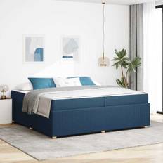vidaXL Sängram med madrass med madrass Blå 200 x 200 cm tyg