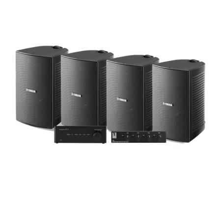 4-pack Yamaha NS-AW294 med Tangent Ampster BT III og højttalervælger, udendørspakke