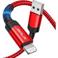 JSAUX Lightning Kabel 1.8M, [Apple MFi Zertifiziert] Langlebiges Nylon-Geflecht iPhone Ladekabel Kompatibel mit iPhone 14 Pro Max,13 Pro/12 mini/11/XS/XR/X/8/8 Plus/7/7 Plus/6s/6s Plus/SE 3/2-Rot