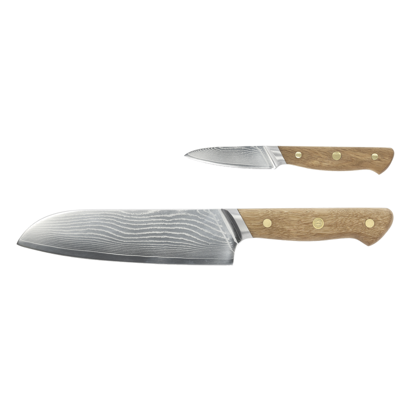 Pillivuyt Gourmet Douron Knivset 2 delar - Ek - Ek/Damaskusstål