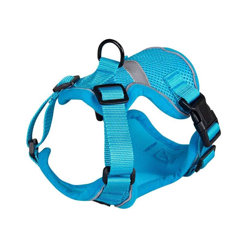 Breathable Escape-Proof Pet Harness Vest with Reflective Strips - blue / S (S)