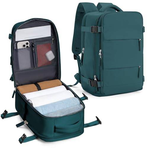 SZLX Ryanair Ryggsäck 40x20x25 Kvinnor Reseryggsäck Handbagage 20L Män kabinväskor Easyjet Reseryggsäck Lämplig för 14 tums bärbar dator med skofack för arbete och skola,Påfågel blå