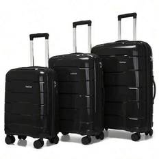 3pcs 20/24/28inch Luxury Luggage Set | ABS Scratch-Resistant Hard Shell + Silent Spinner Wheels + TSA Lock | Essential For Family Travel | Fashionable - Black