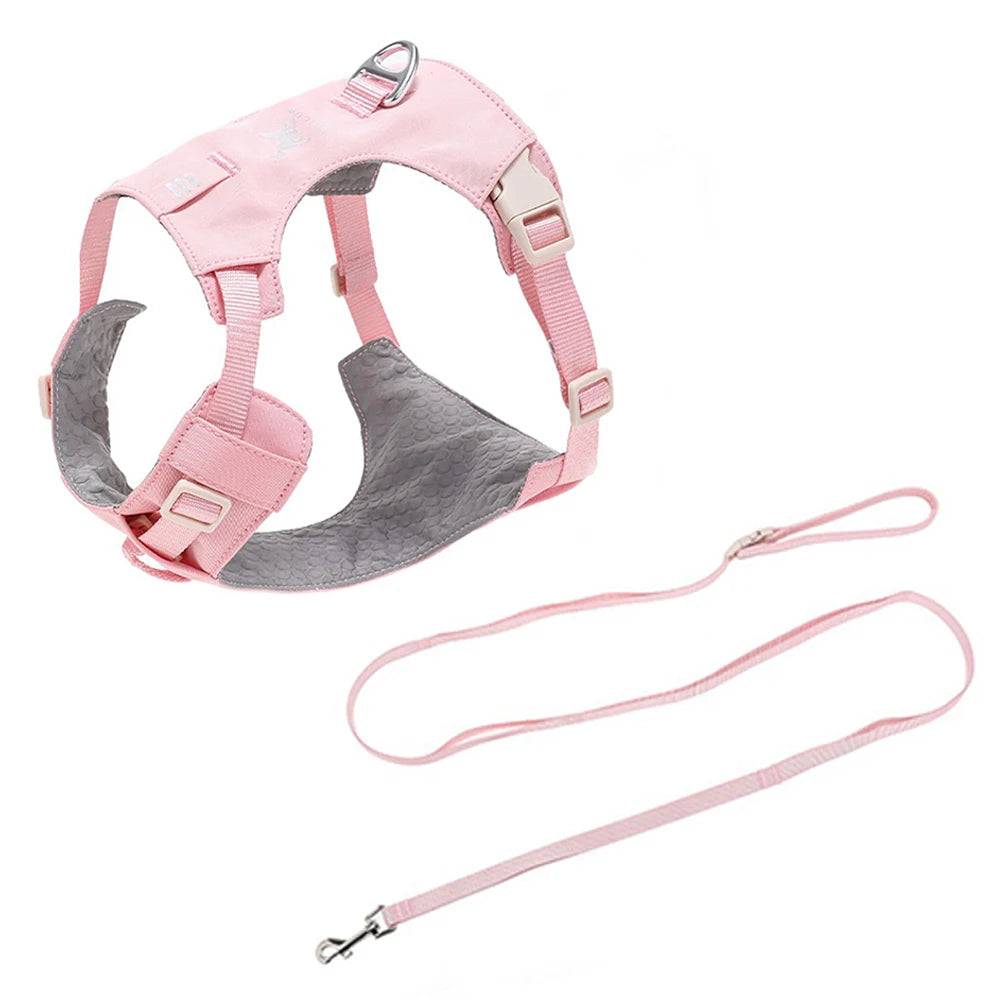 Anti-Pull Escape-Proof Dog Harness & Leash Set | Lightweight | XS–XL | 14 Colours - Pink with Leash / XS (XS)