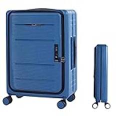 3-speed Adjustable Trolley Carry On Luggage Front Open Suitcase With Universal Wheel Boarding Luggage Easy To Move (Blue 20 in)