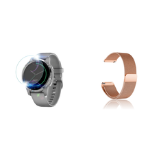 Garmin Vivoactive 4S Beskyttelsesfilm & Rosa Cuneo rem pakke