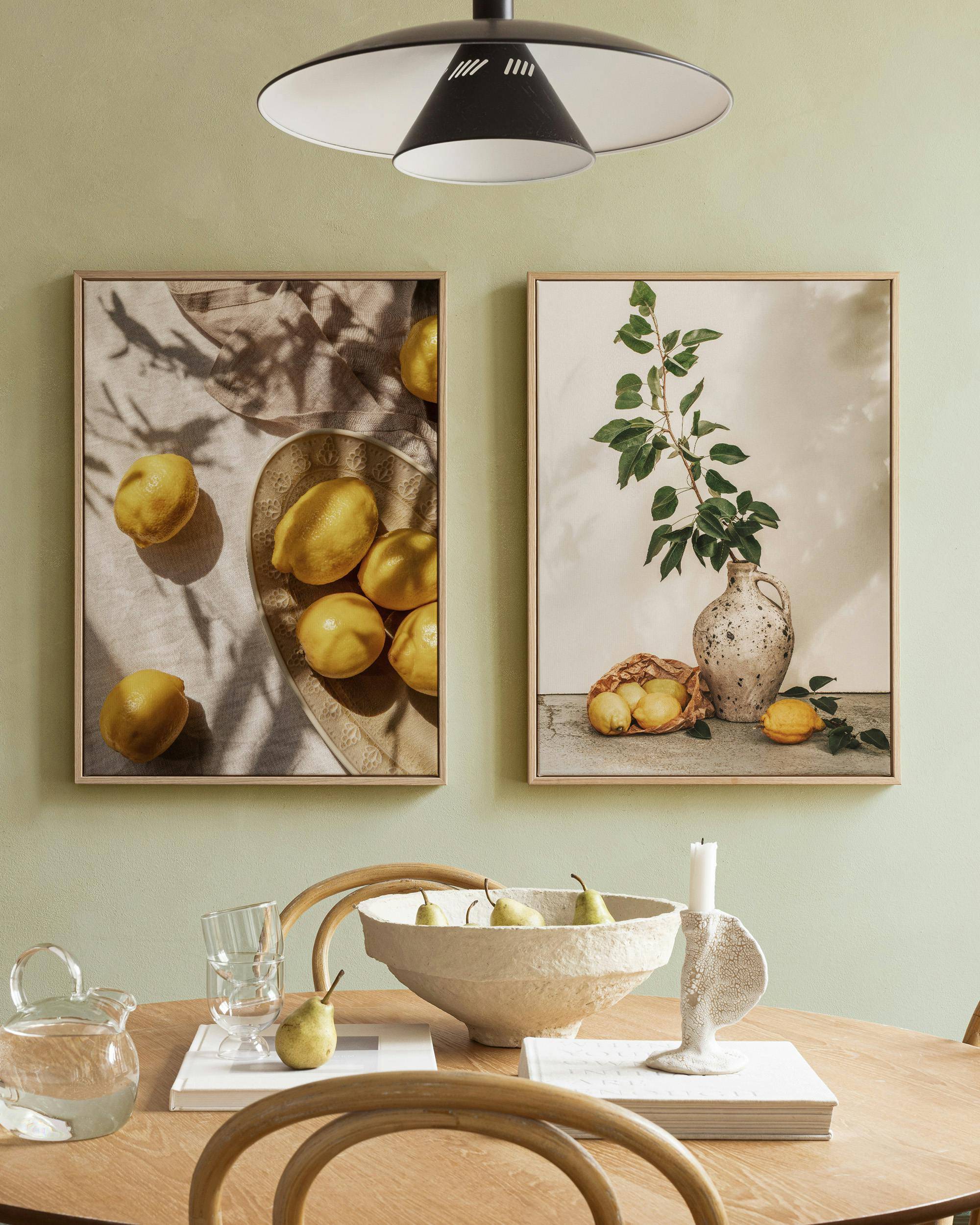 Afternoon Lemons Canvas Duo (50x70 cm - Svart ram)