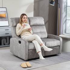 TV-lænestol med lænefunktion, 2-personers sofa TV-stol med pocketfjedre, to-personers biografstol med fodstøtte til stue, soveværelse, grå