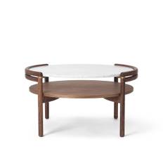 Carl Hansen - RF1905 Ø69 cm - Walnut Oil, Marble Blanco Carrara White Marble - Soffbord - Rikke Frost - Trä/Sten