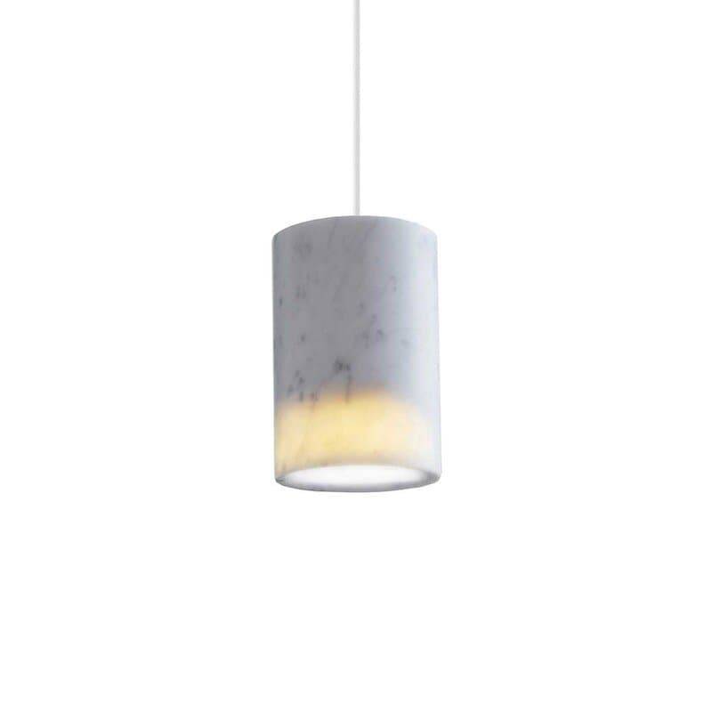 Terence Woodgate Solid cylinder taklampa vit carrara marmor