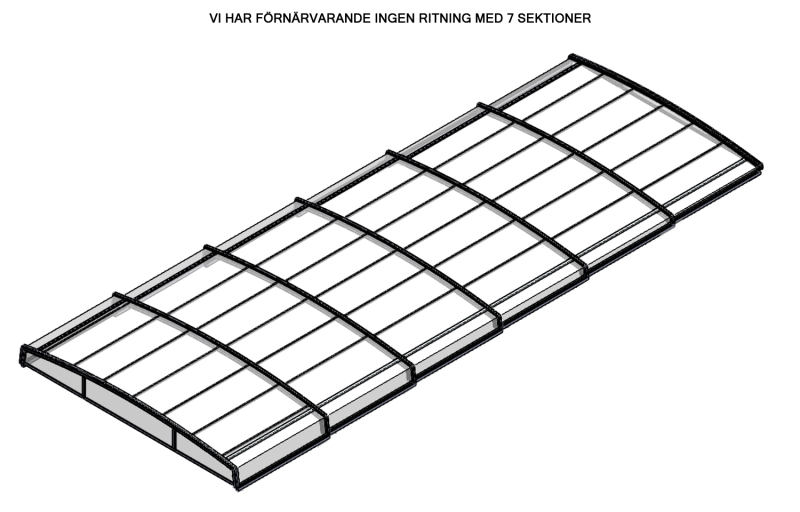 Designa själv - Pooltak LowProfile (5 meter, 7 sektioner)
