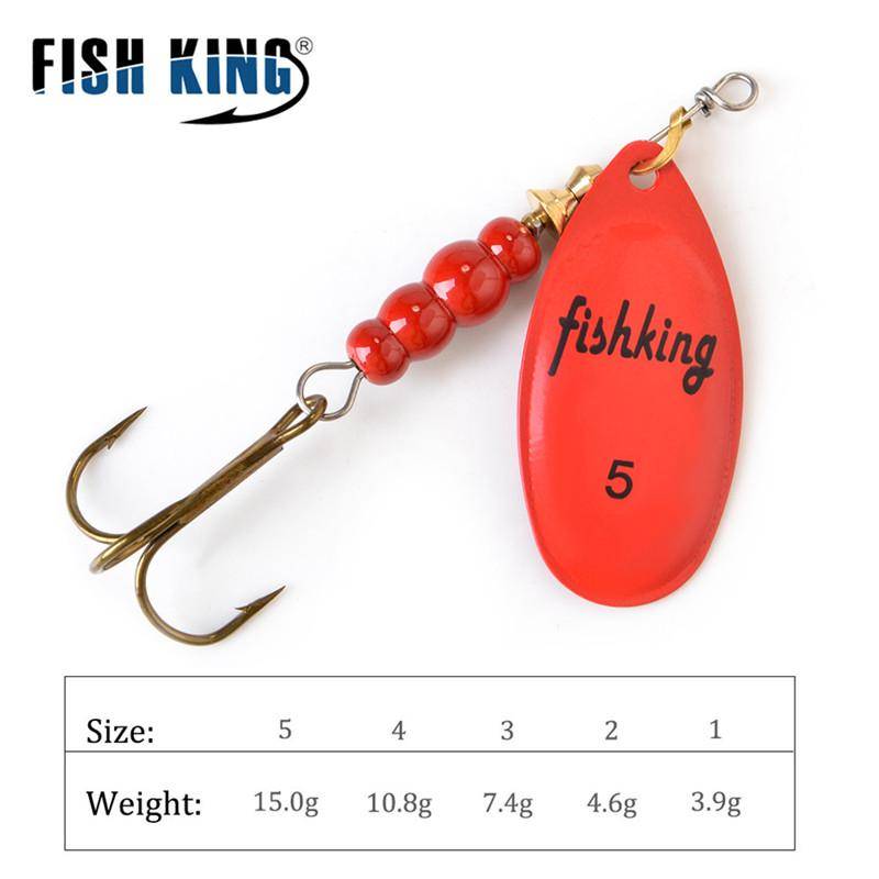 FISH KING Spinnerbete 3,9g 4,6g 7,4g 10,8g 15g Sked Lures gädda Metall Med Diskantkrokar Konstgjord basbete Fiskedrag