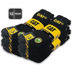 CAT Caterpillar 12 Paar REAL WORK SOCKS Damen Herren Arbeitssocken Business Socken Strümpfe Größenauswahl 35-50 (46-50, 12 Paar Schwarz)