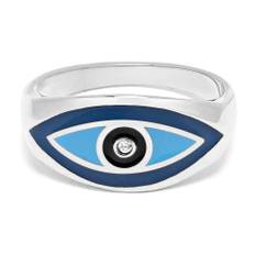 Nialaya, Accessoarer, Dam, 52 MM, Women's Silver Evil Eye Ring