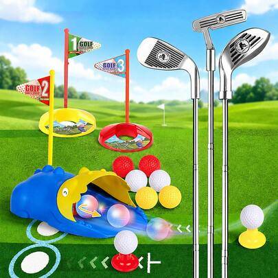 1 set golfklubbor för barn – justerbara klubbor för inomhus- och utomhuslek, sport och interaktiva spel - Golfset (En-Storlek)