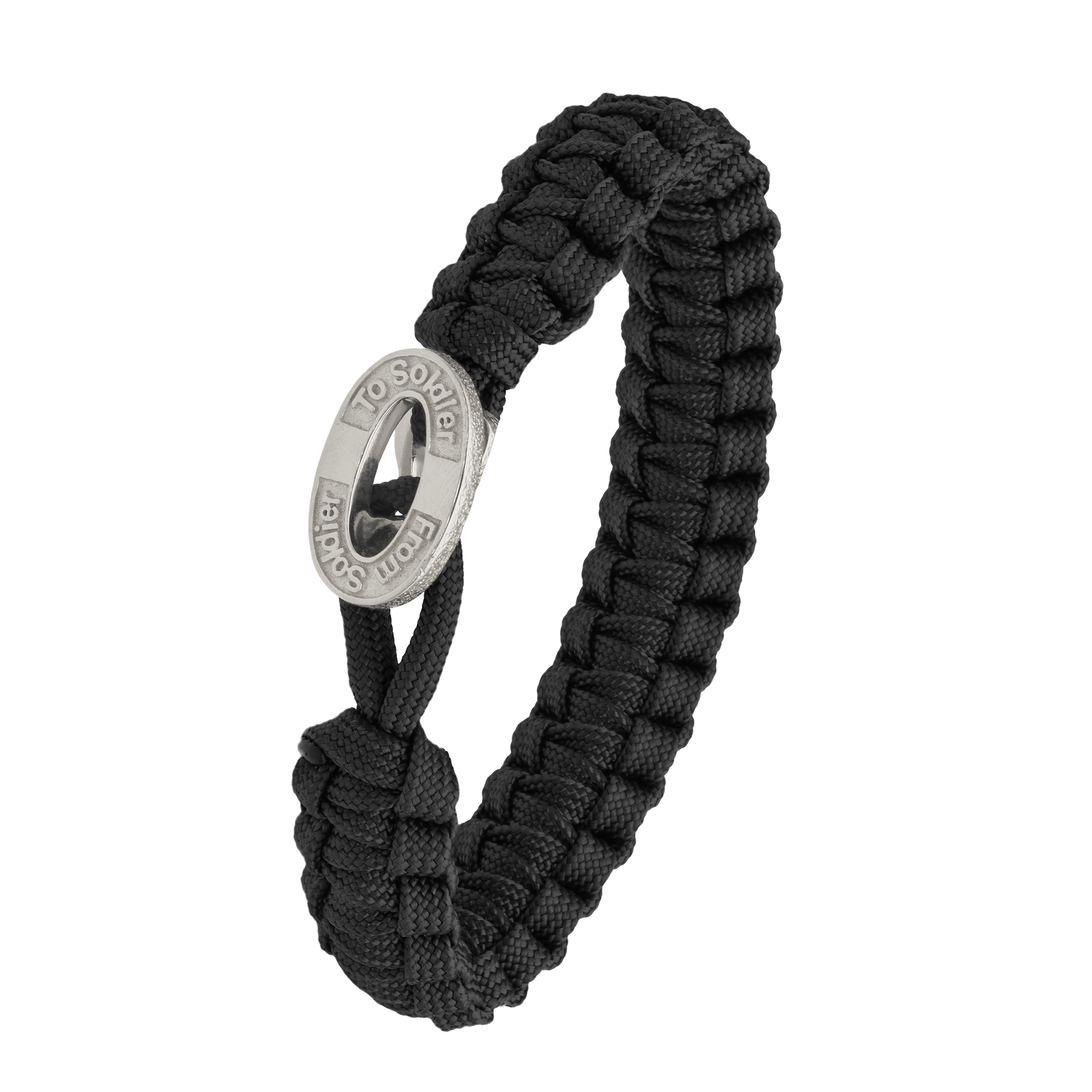 FSTS Bracelet Black with Sterling Silver Lock - Svart, Silverfärg (220 mm)